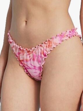 Shade & Shore Pink and Orange Tie-Dye Ruffle Bikini Bottoms